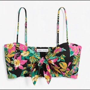Express tie front floral crop top